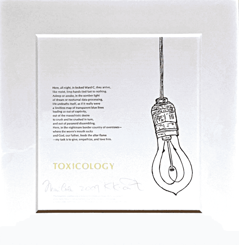 Kiki Smith, ‘Toxicology Report’, 2009, Print, Linotype and engraving in black, gray, and yellow on white wove paper, Davis Museum and Cultural Center, Numbered