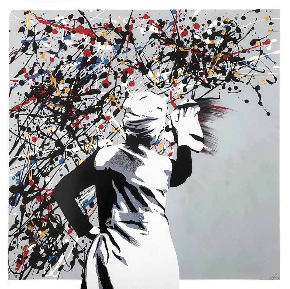 Kunstrasen, ‘Drip Remover (Grey)’, 27-03-2019, Print, Pigment Print with 3 colour screen printed Figure & Varnish on 300 somerset paper, Graffiti Prints, Numbered
