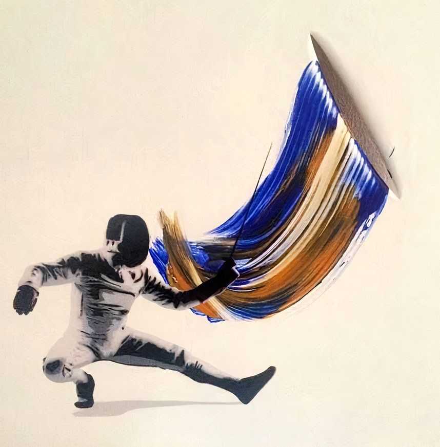 Kunstrasen, ‘Fencer (Small)’, 10-08-2013, Print, Spray paint on canvas, Artshow1, Numbered, Handfinished