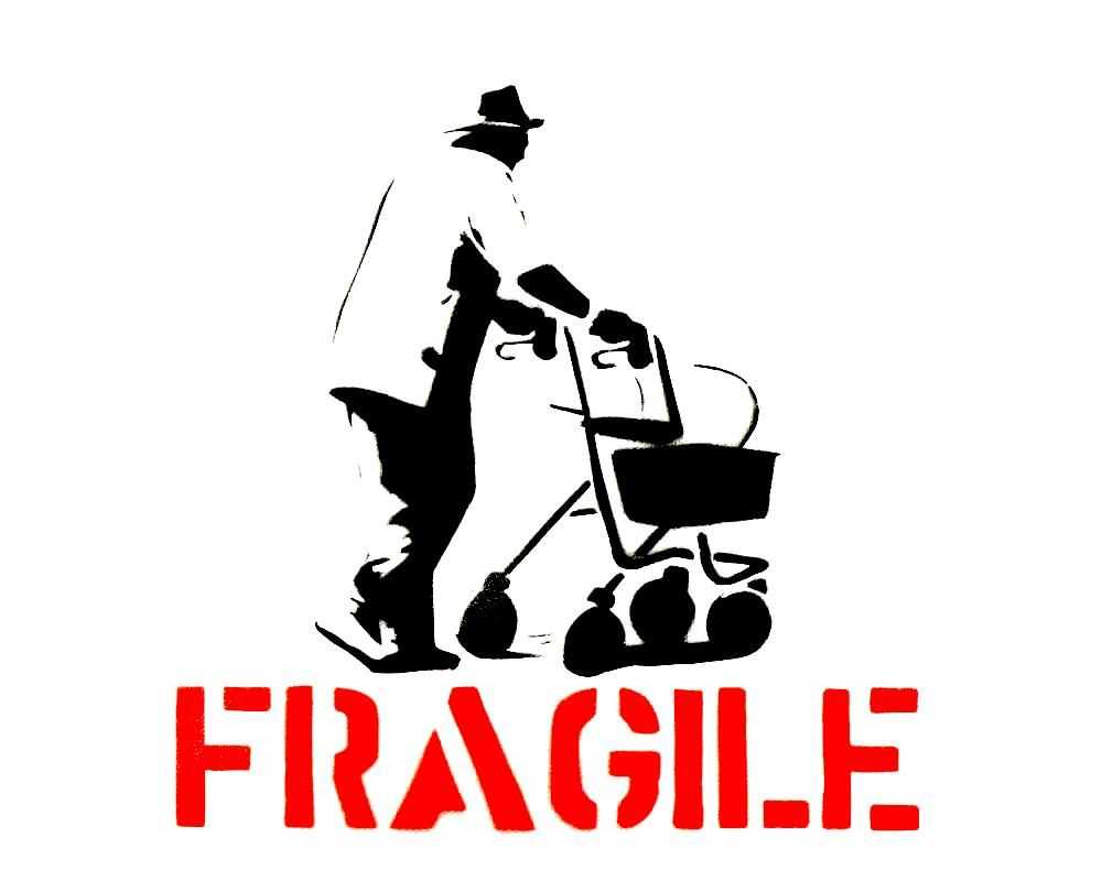 Kunstrasen, ‘Fragile’, 08-04-2014, Print, 2 Colour Stencil on canvas, Self-released, Numbered, Handfinished
