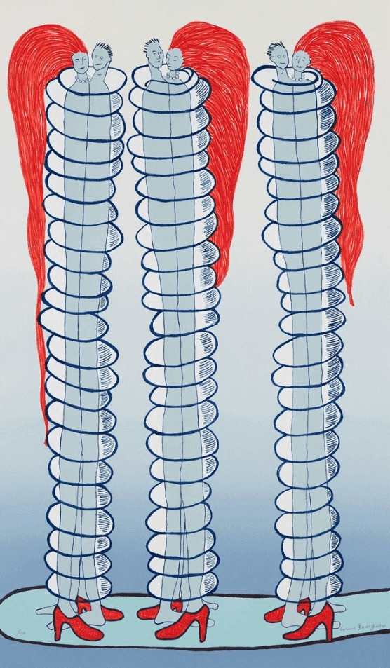 Louise Bourgeois, ‘Couples’, 2001, Print, Lithograph in colors with gold acrylic hand additions, on Rives BFK paper, the full sheet, Bermuda Editions, Numbered