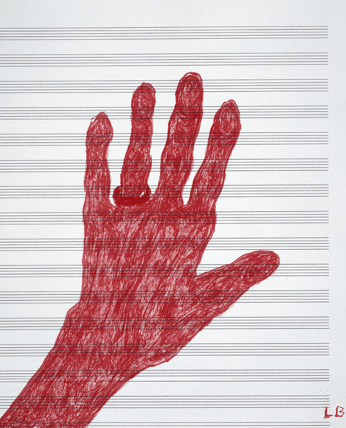 Louise Bourgeois, ‘My Hand’, 2002, Print, Color lithograph on music paper, null, Numbered