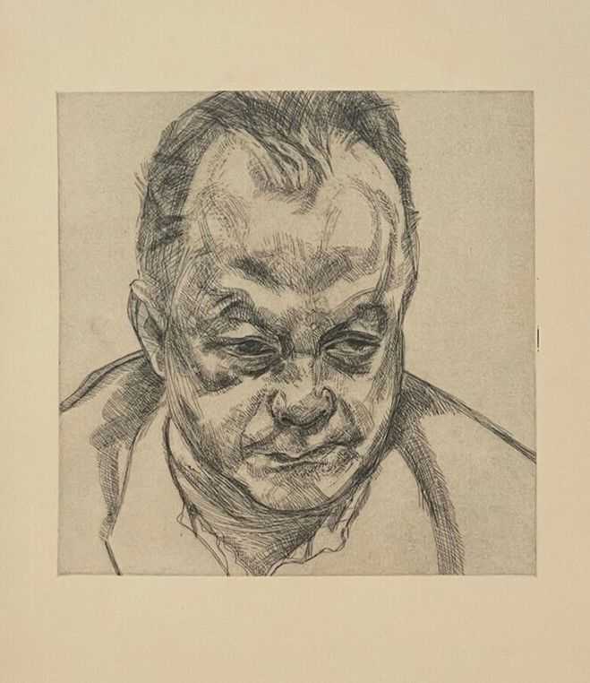 Lucian Freud, ‘Head of Bruce Bernard’, 1986, Print, Etching on Velin Arches Crème, Published by James Kirkman and Brooke Alexander, Numbered