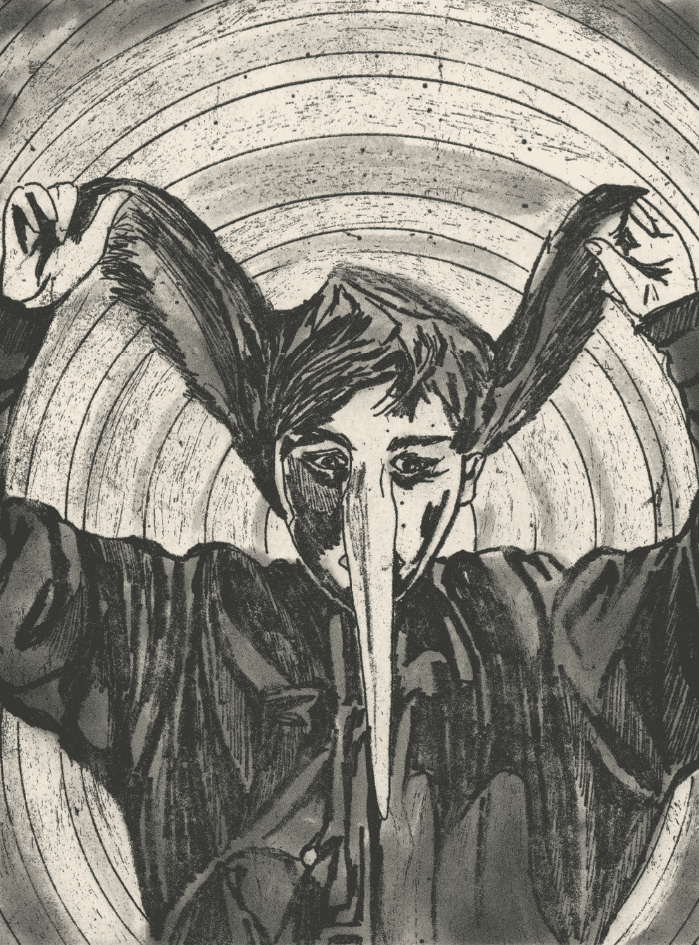 Marcel Dzama, ‘A Truth May Bend a Little’, 2015, Print, Soft ground etchings with spit bite aquatint on gampi paper chine collé, Crown Point Press, 