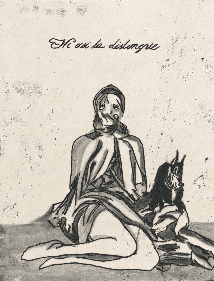 Marcel Dzama, ‘The Old Virtues Are Up for Grabs’, 2015, Print, Soft ground etchings with spit bite aquatint on gampi paper chine collé, Crown Point Press, 