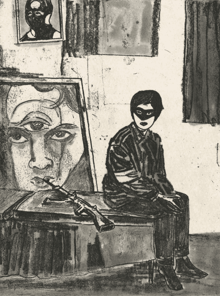 Marcel Dzama, ‘The Opening Act to the Manifesto’, 2015, Print, Soft ground etchings with spit bite aquatint on gampi paper chine collé, Crown Point Press, Numbered