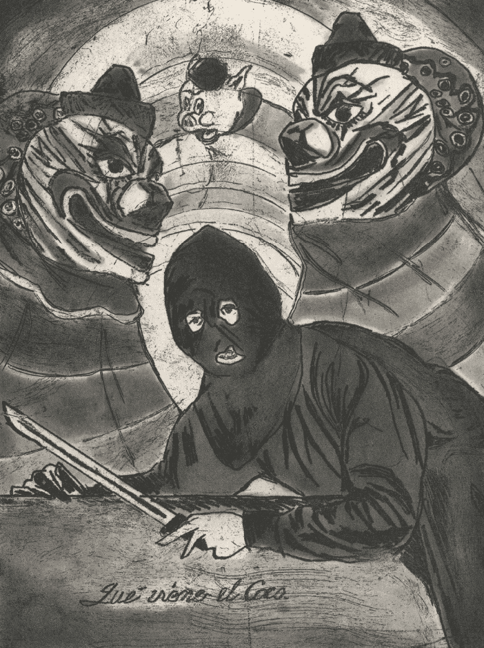 Marcel Dzama, ‘The Unclipped Fingernails of the Dead’, 2015, Print, Soft ground etchings with spit bite aquatint on gampi paper chine collé, Crown Point Press, 