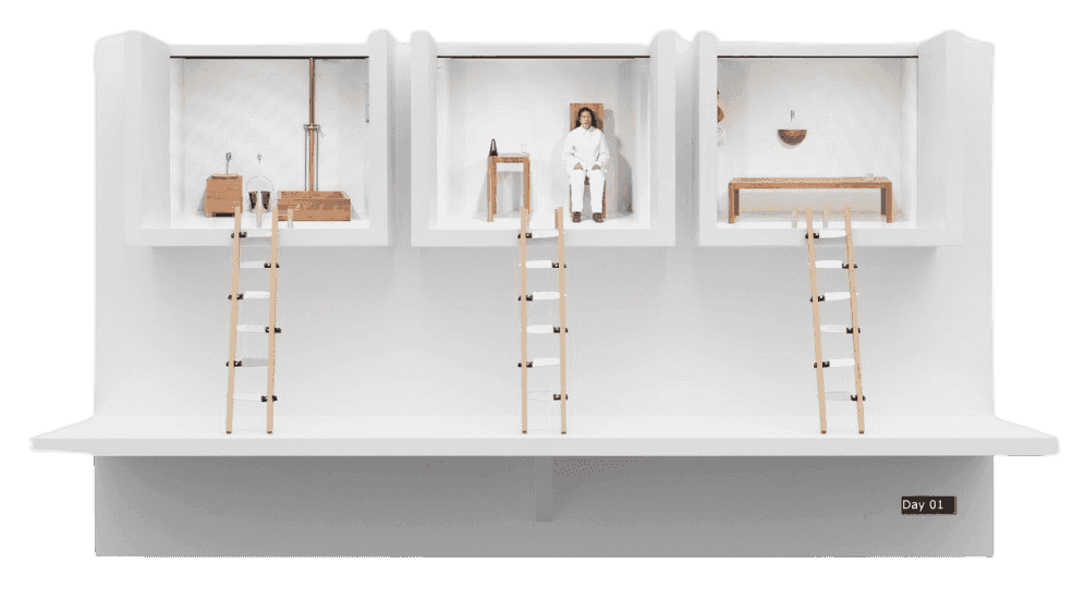 Marina Abramovic, ‘The House with the Ocean View Model’, 2024, Sculpture, Painted MDF wood, 43' LCD monitor with speakers and videoplayer, HDMI cable, SSD drive, wood ladders, null, 