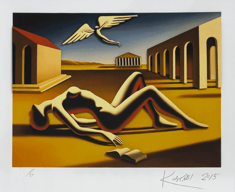 Mark Kostabi, ‘Embracing the Divine’, 2015, Print, Giclée and Iris Print with 3D construction, null, Numbered