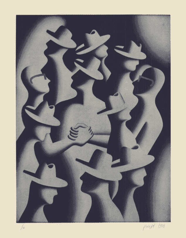 Mark Kostabi, ‘Merger And Acquisitions’, 1989, Print, Stone Lithograph, null, Numbered