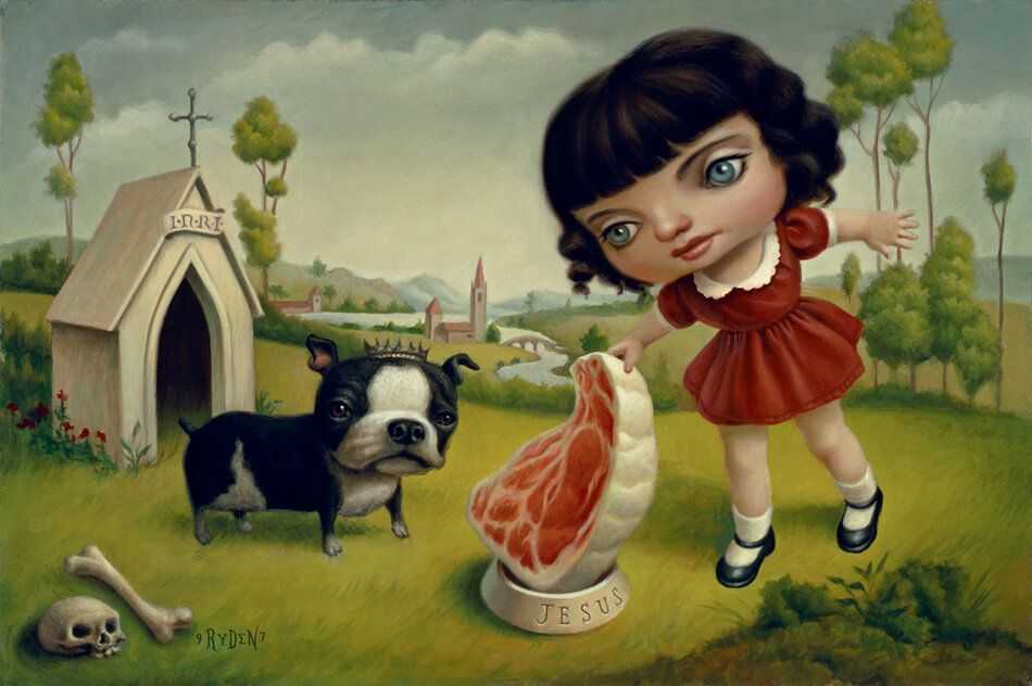 Mark Ryden, ‘A Dog Named Jesus (Canvas)’, 2001, Print, Framed Canvas archival paper pigment, Porterhouse Fine Art Editions, Numbered, Framed