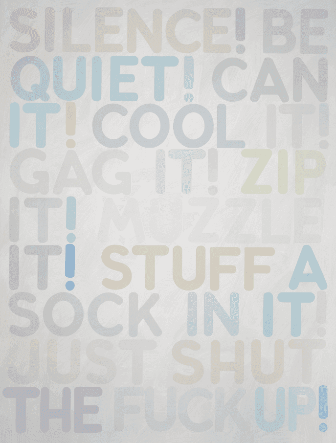 Mel Bochner, ‘Silence’, 2013, Print, Nineteen-color water-based silkscreen with color shifting inks on Lanaquarelle paper, null, Numbered, Dated