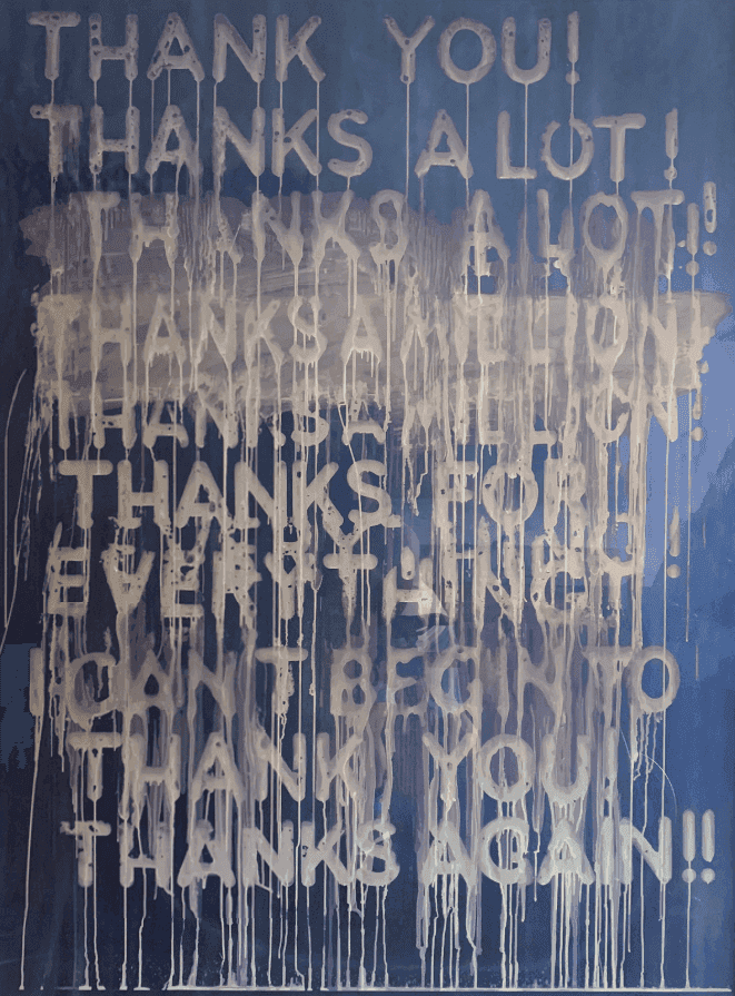 Mel Bochner, ‘Thank You’, 2016, Print, Screenprint in colors on heavy card paper prepared with color shifting pigment, null, Numbered, Dated