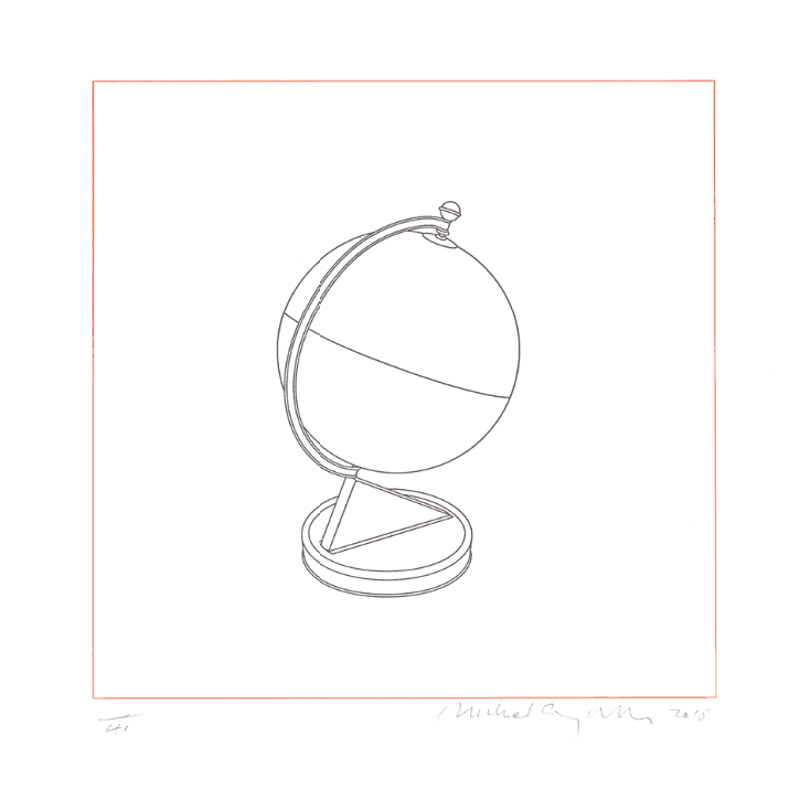 Michael Craig-Martin, ‘Globe’, 2015, Print, Letterpress print on 225gsm Zerkall 902 Smooth White Paper, in bespoke cherry frame, null, Numbered, Dated