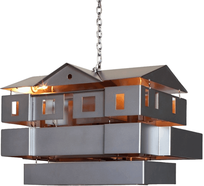 Mike Kelley, ‘Mobile Homestead Swag Lamp’, 2013, Sculpture, Aluminum, steel, lighting fixtures, wiring, null, 