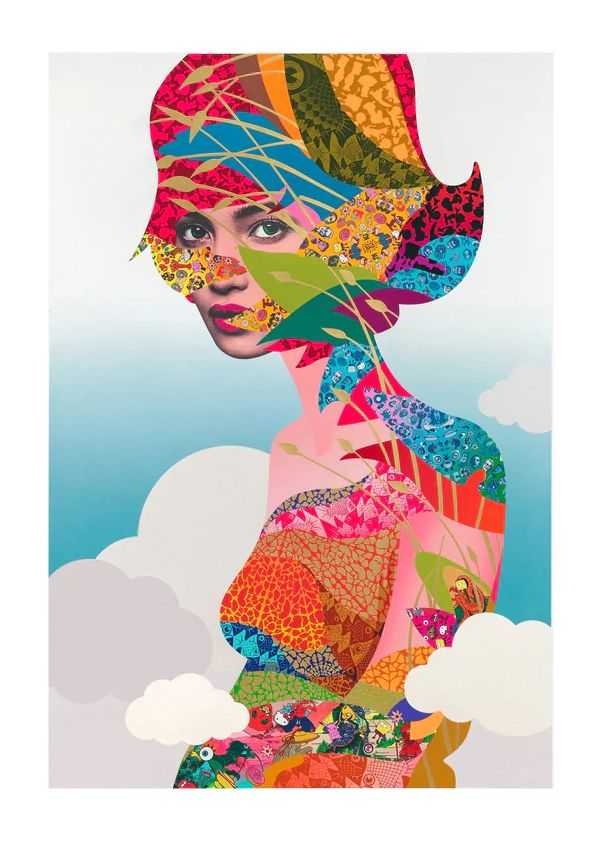 Miss Bugs, ‘Augmented Skies (Blue)’, 30-11-2021, Print, Digital inkjet archival print with 10 colour screenprint overlay and 24 karat gold leaf embellishment, on Hahnemuhle photorag 308gsm paper, Institut Editions, Numbered