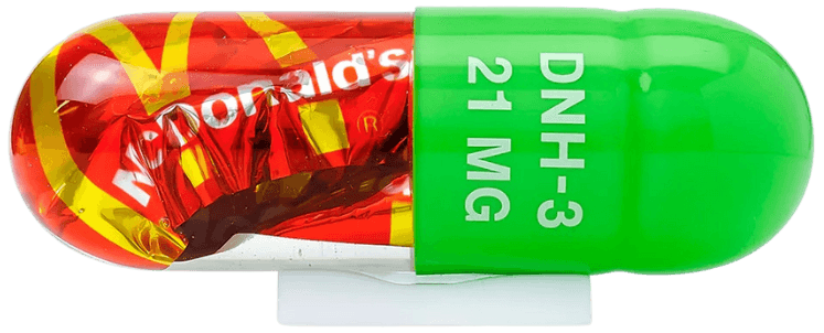 Miss Bugs, ‘P10 (Junk Caps - Mcdonald's)’, 2022, Sculpture, Polyurethane UV Resin with Pigment with Encapsulated Discarded Food Wrapper, Jealous Gallery, 