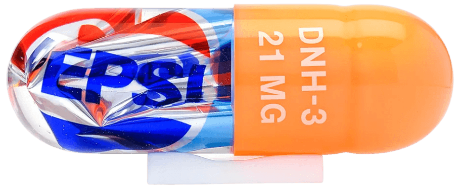 Miss Bugs, ‘P18 (Junk Caps - Pepsi)’, 2022, Sculpture, Polyurethane UV Resin with Pigment with Encapsulated Discarded Food Wrapper, Jealous Gallery, 