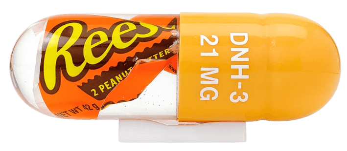 Miss Bugs, ‘P4 (Junk Caps - Reese's)’, 2022, Sculpture, Polyurethane UV Resin with Pigment with Encapsulated Discarded Food Wrapper, Jealous Gallery, 