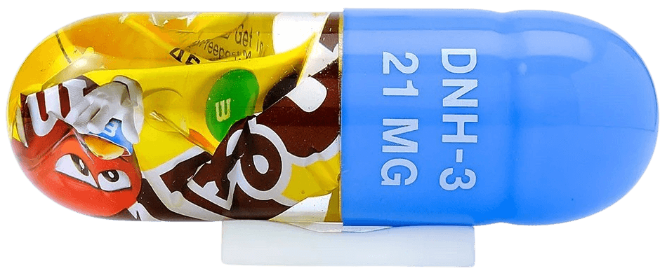 Miss Bugs, ‘P5 (Junk Caps - M&M's)’, 2022, Sculpture, Polyurethane UV Resin with Pigment with Encapsulated Discarded Food Wrapper, Jealous Gallery, 