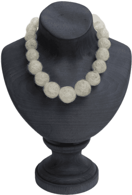 Mona Hatoum, ‘Hair Necklace (Silver)’, 2025, Sculpture, Hair balls on wooden bust, null, 