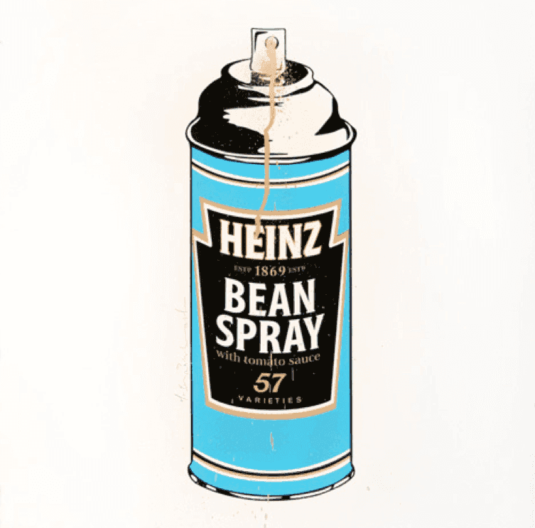 Mr. Brainwash, ‘Bean Spray’, 2012, Print, Three-Colour Screenprint on hand torn archival art paper with the gold colour painted in metallic ink, Self-released, Numbered
