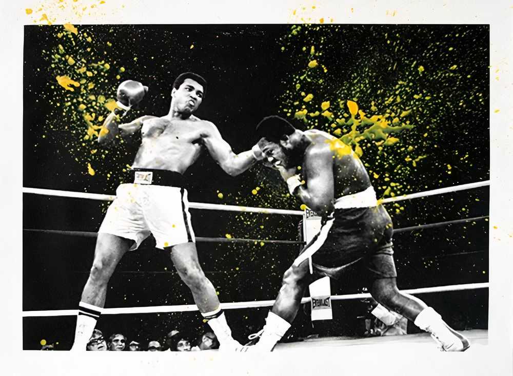 Mr. Brainwash, ‘Grand Ali (Yellow)’, 24-08-2017, Print, One colour screen print, hand-finished with paint on hand-torn archival art paper, Self-released, Numbered, Handfinished