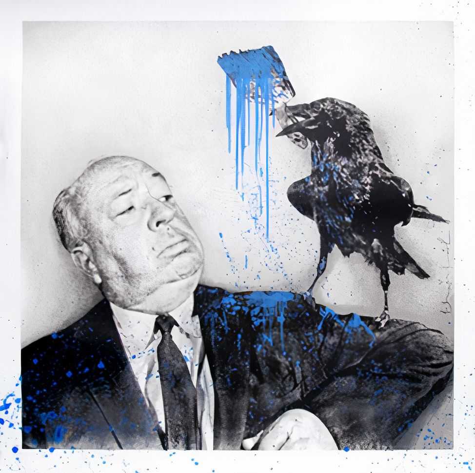 Mr. Brainwash, ‘Hitchcock (Blue)’, 28-03-2017, Print, Six colour screen-print on hand torn archival art paper hand-finished with paint, Self-released, Numbered, Handfinished