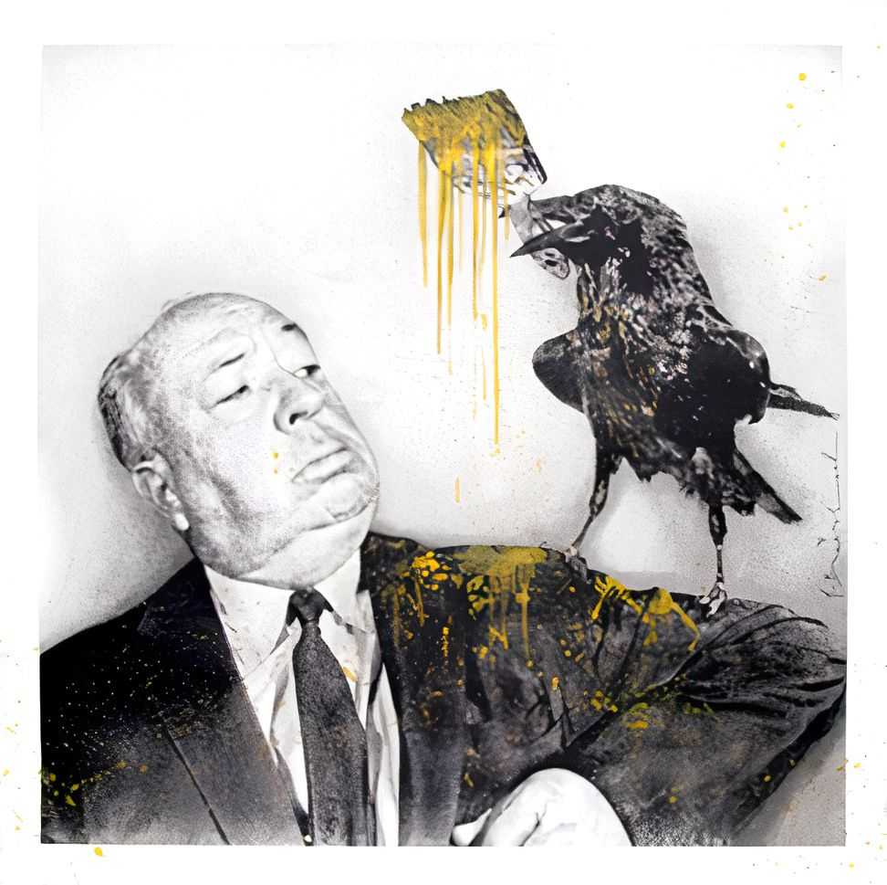 Mr. Brainwash, ‘Hitchcock (Yellow)’, 28-03-2017, Print, Six colour screen-print on hand torn archival art paper hand-finished with paint, Self-released, Numbered, Handfinished
