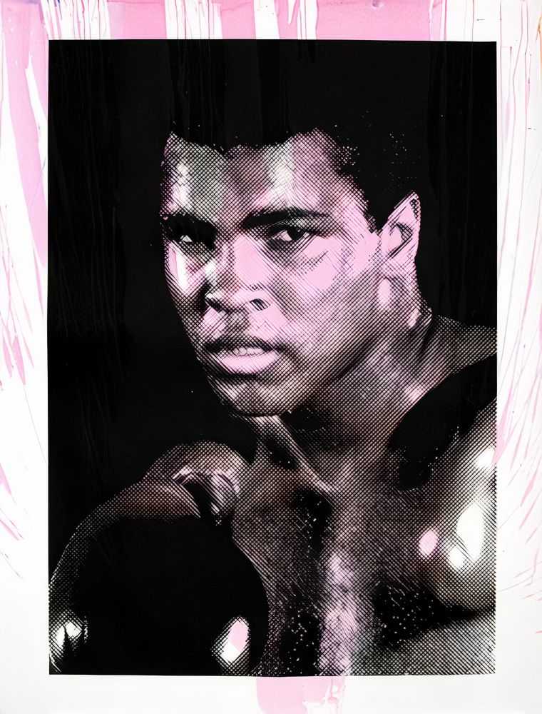 Mr. Brainwash, ‘Legendary Ali (Pink)’, 24-08-2017, Print, One colour screen print, hand-finished with paint on hand-torn archival art paper, Self-released, Numbered, Handfinished