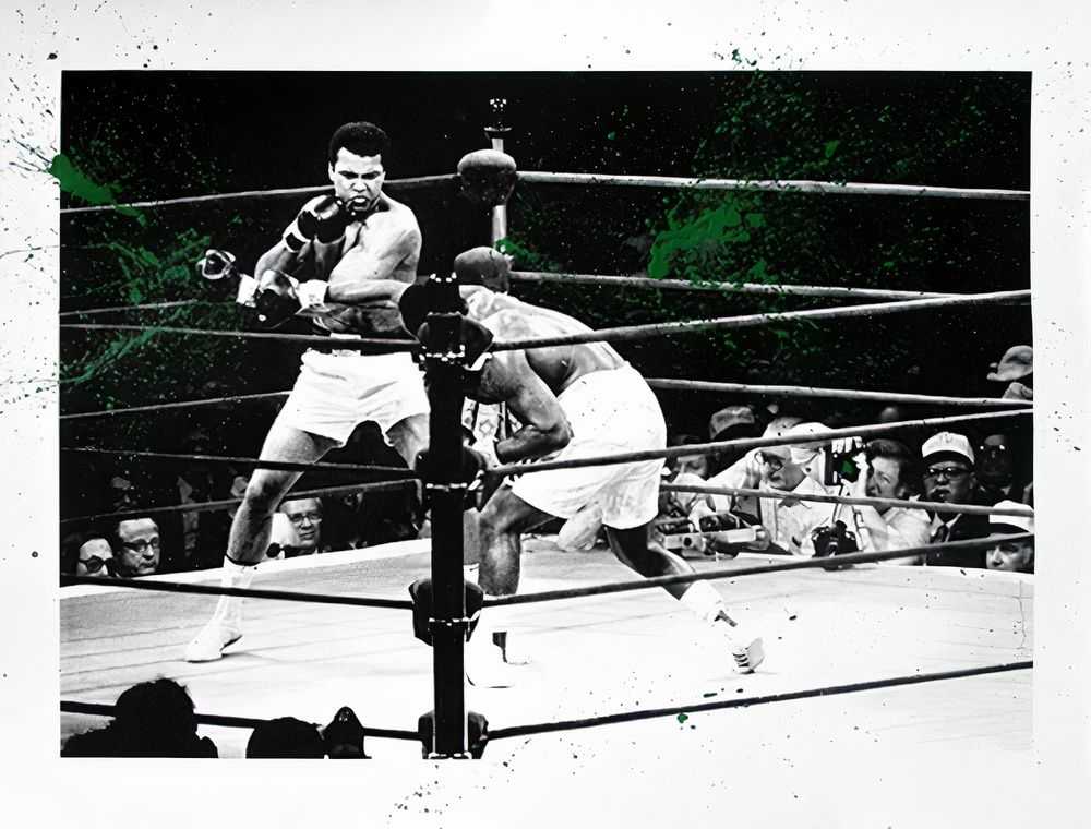 Mr. Brainwash, ‘Majestic Ali (Green)’, 24-08-2017, Print, One colour screen print, hand-finished with paint on hand-torn archival art paper, Self-released, Numbered, Handfinished