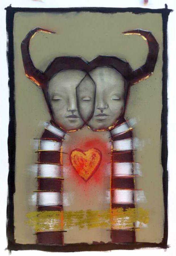 My Dog Sighs, ‘You, Me, Us (Gold Hand Finished Edition)’, 12-06-2014, Print, Heavily handfinished giclee print with gold leaf, Graffiti Street, Numbered, Handfinished