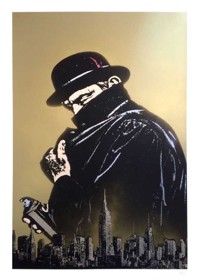Nick Walker, ‘Gotham Vandal (Gold)’, 18-10-2014, Print, Hand sprayed gold background, Self-released, Numbered, Handfinished