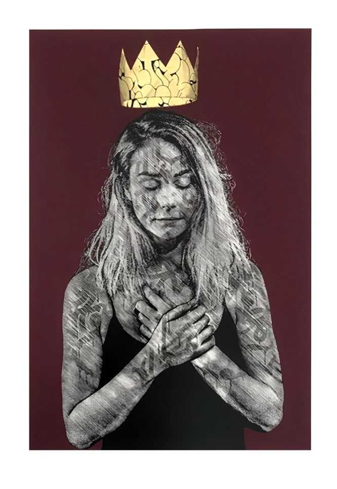 Nuno Viegas, ‘Everything Connected (Burgundy Gold Leaf)’, 07-06-2021, Print, Screenprint, Graffiti Prints, Numbered