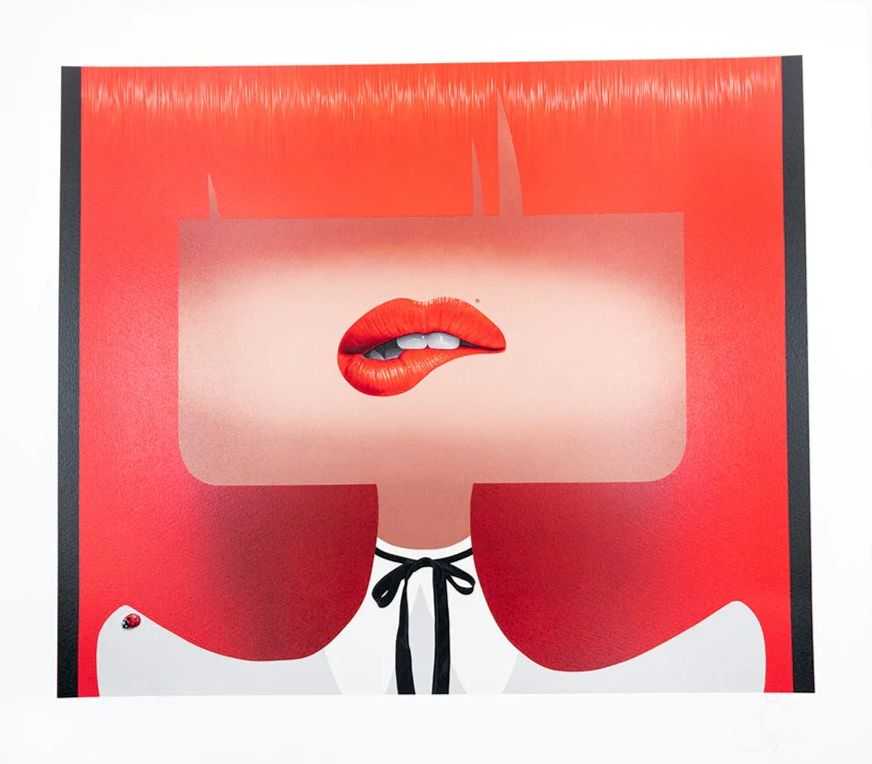 Oli Epp, ‘Red’, 30-11-2022, Print, Digital print with high gloss varnish on lips and ladybug on Somerset en satin 410gsm paper with deckled edges, Perrotin, Numbered