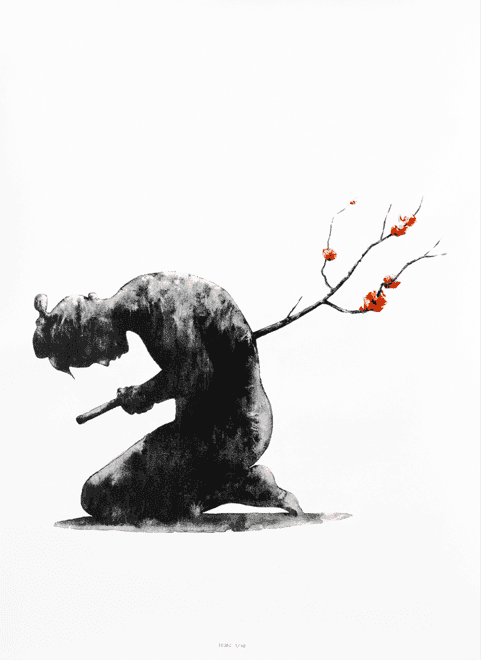 Pejac, ‘Seppuku’, 28-05-2014, Print, 1 colour hand pulled screenprint with hand-finished watercolour details Schoellershammer 4G, 250gsm paper, Self-released, Numbered, Handfinished
