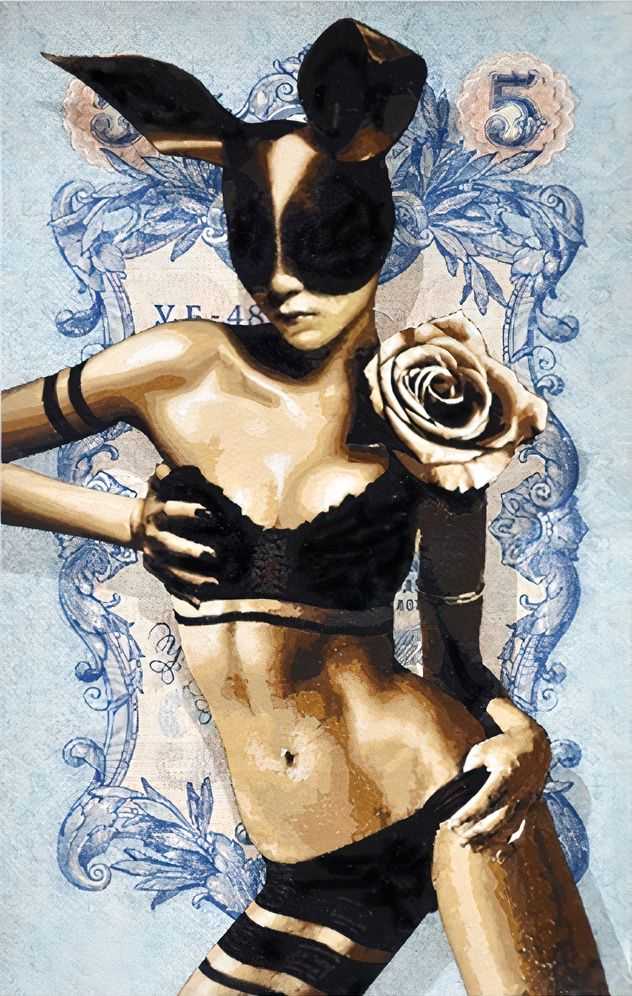 Penny, ‘Money Shot (Skin)’, 23-04-2013, Print, 12 layer hand cut stencil; Spray paint on 5 Rubles note from 1909, Self-released, Dated, Handfinished