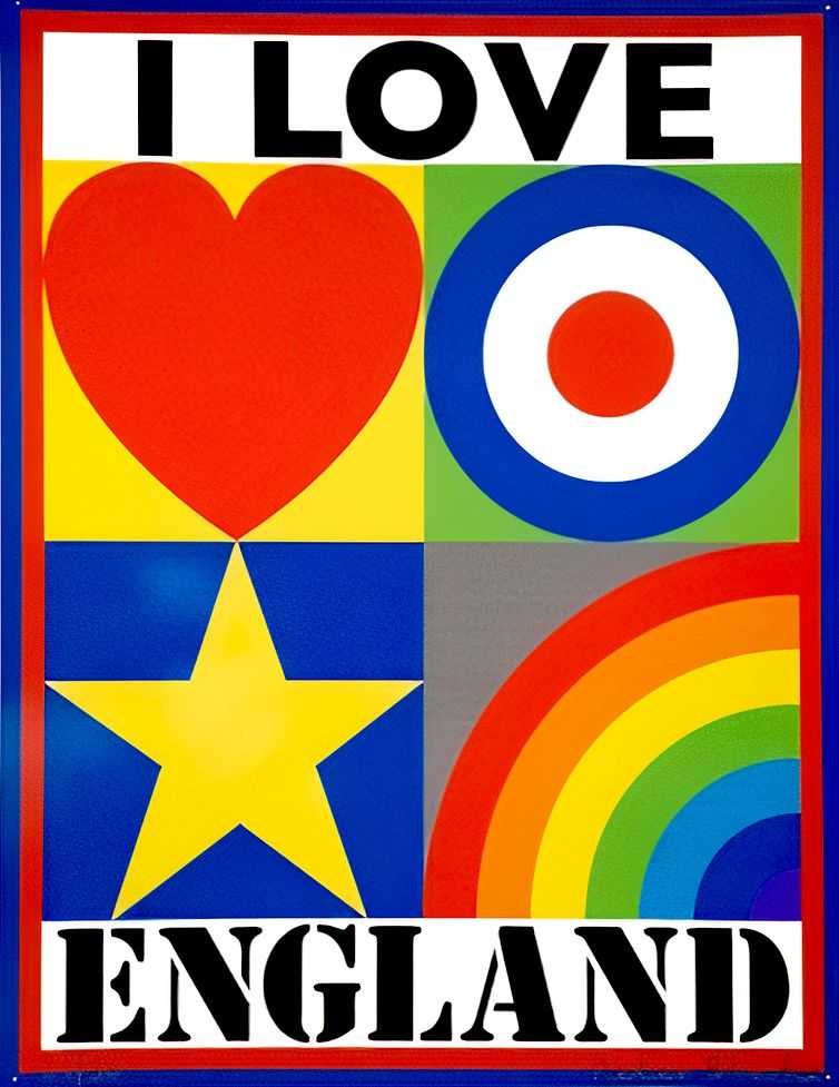 Peter Blake, ‘I Love England’, 2014, Print, Pigment enamel esque on .35mm recycled tinplate, Other Criteria, Numbered