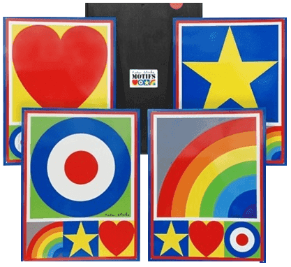 Peter Blake, ‘Motifs (Portfolio)’, 2013, Print, 4 x pigment enamel esque prints on .35mm recycled tinplate, Other Criteria, Numbered