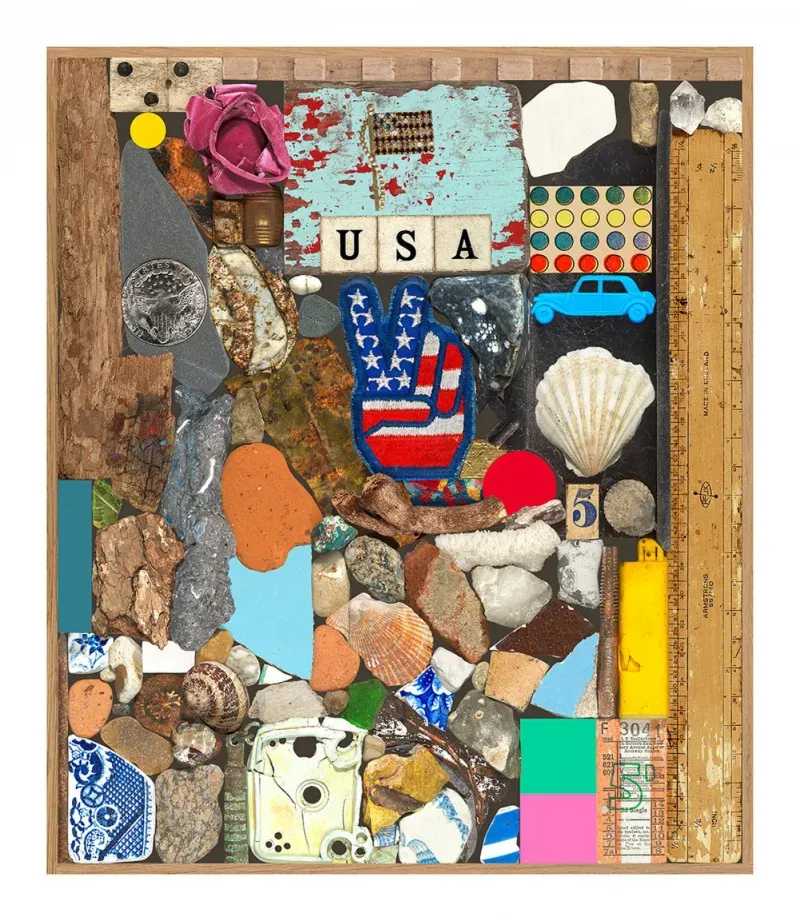 Peter Blake, ‘USA Series: Stones And Shells’, 2014, Print, Screenprint with collaged elements, glitter and glazes, CCA Galleries, Numbered