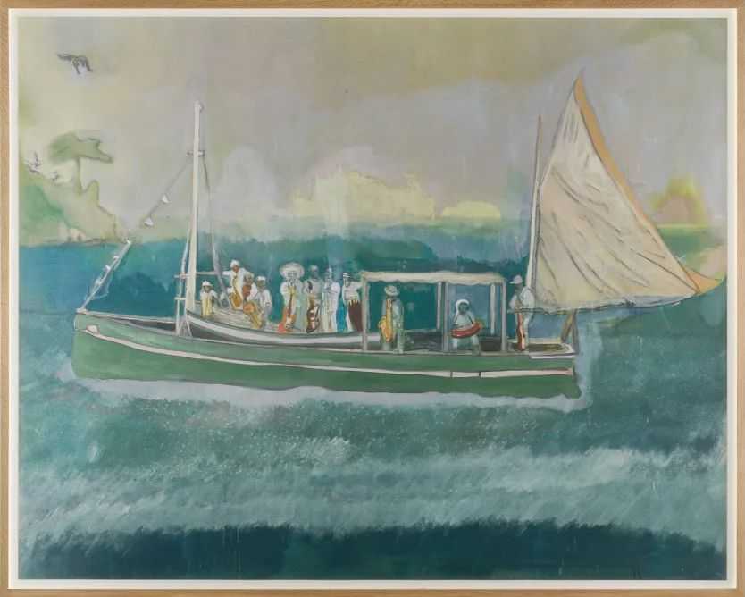 Peter Doig, ‘D2-2A House of Music (Soca Boat) - Large’, 2023, Print, Giclée Print on Cotton Smooth Rag, Oak frame, UV Acrylic Glass, Heni, Numbered, Framed