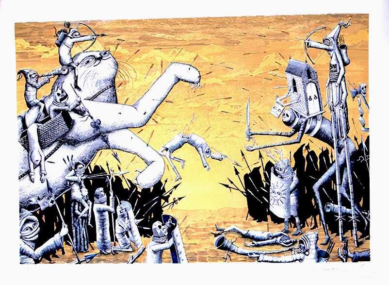 Phlegm, ‘Battle’, 27-04-2011, Print, 5 layer screen print using water based inks on A2 300g white satin Somerset archive paper, Self-released, Numbered