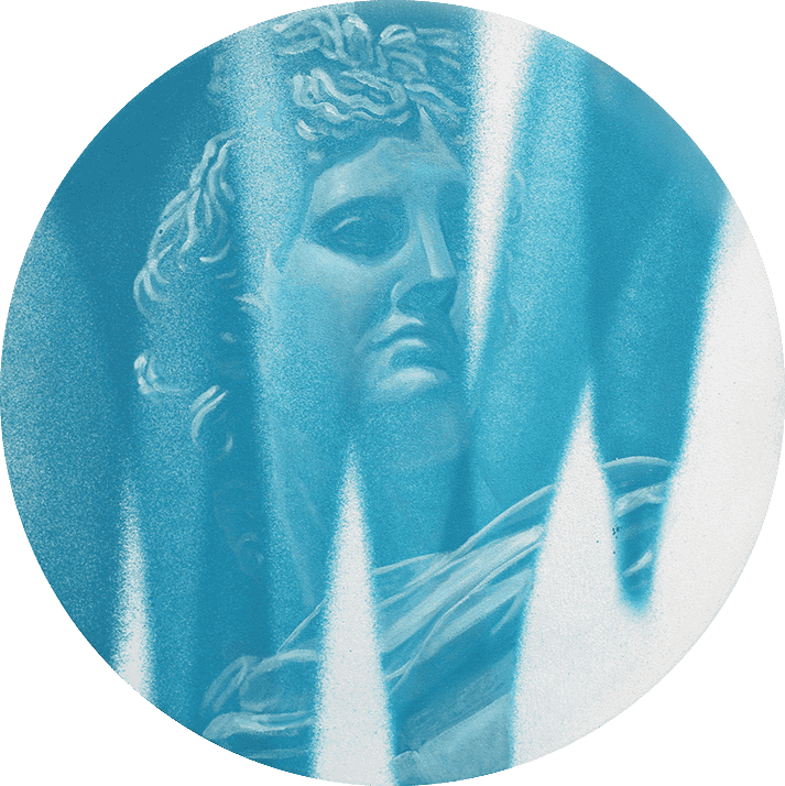 Pichiavo, ‘Graff Ekfrasi Apollo (Cyan)’, 09-07-2020, Print, Spray and oil paint on canvas, Self-released, Numbered