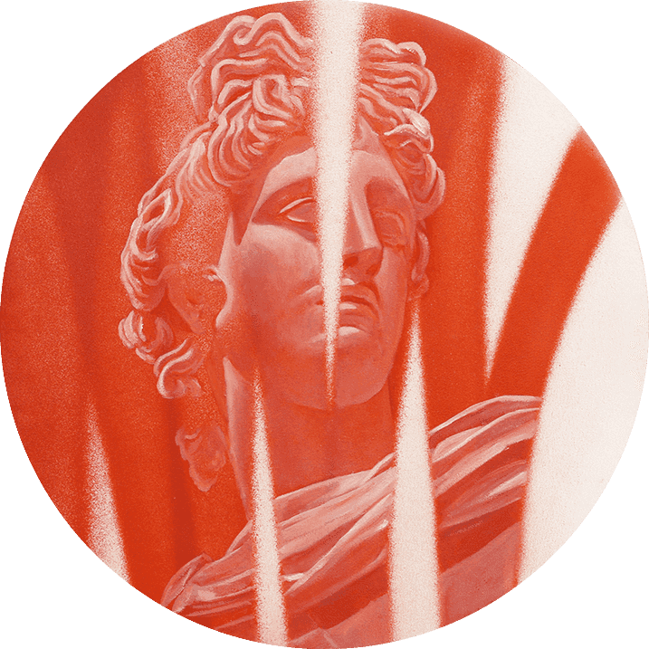 Pichiavo, ‘Graff Ekfrasi Apollo (Mars Orange)’, 09-07-2020, Print, Spray and oil paint on canvas, Self-released, Numbered
