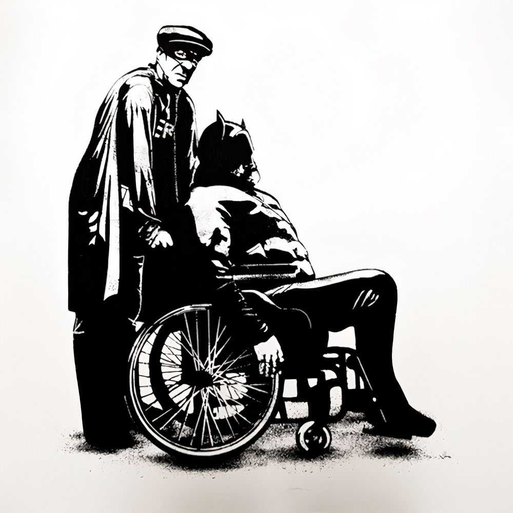 Pobel, ‘Batman & Robin (Black & White)’, 10-12-2014, Print, 3 Colors screen print on Hahnemühle deckle Edge Paper, Gypsy Eyes, Numbered