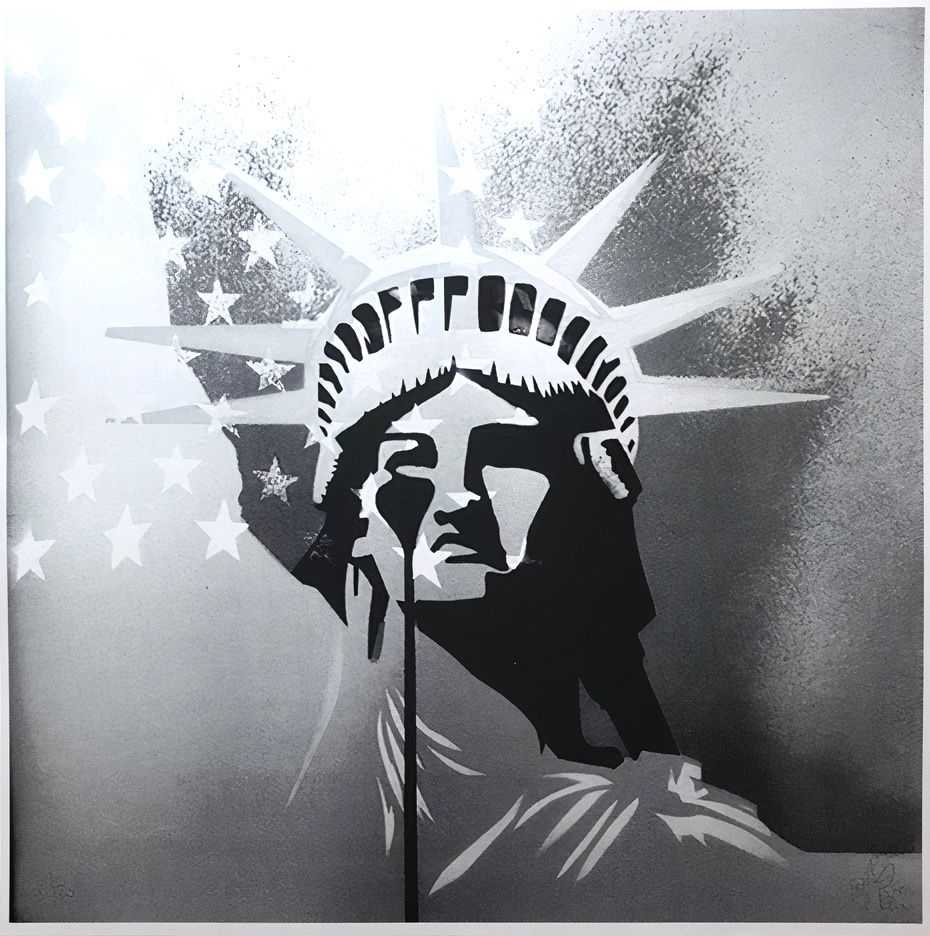 Pure Evil, ‘Amerika (Black)’, 29-06-2018, Print, 1 colour screenprint on metallic paper, Self-released, Numbered