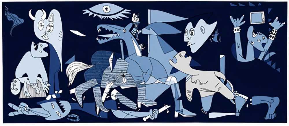 Pure Evil, ‘Guernica (Blue Large)’, 19-04-2007, Print, Pigment on Hannemuhle 308 gram archival paper, Self-released, Numbered