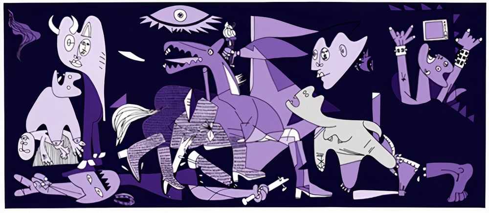 Pure Evil, ‘Guernica (Purple Large)’, 19-04-2007, Print, Pigment on Hannemuhle 308 gram archival paper, Self-released, Numbered