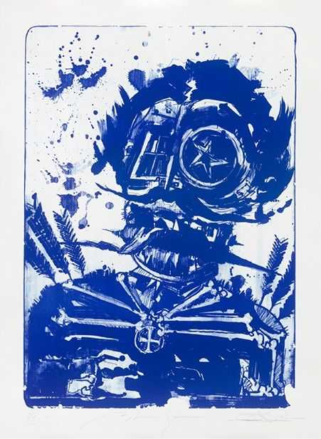 RETNA, ‘Bluestone’, 2017, Print, Lithograph on stone 1 color printed with Marinoni press lithographic and hand cut., null, Numbered, Handfinished
