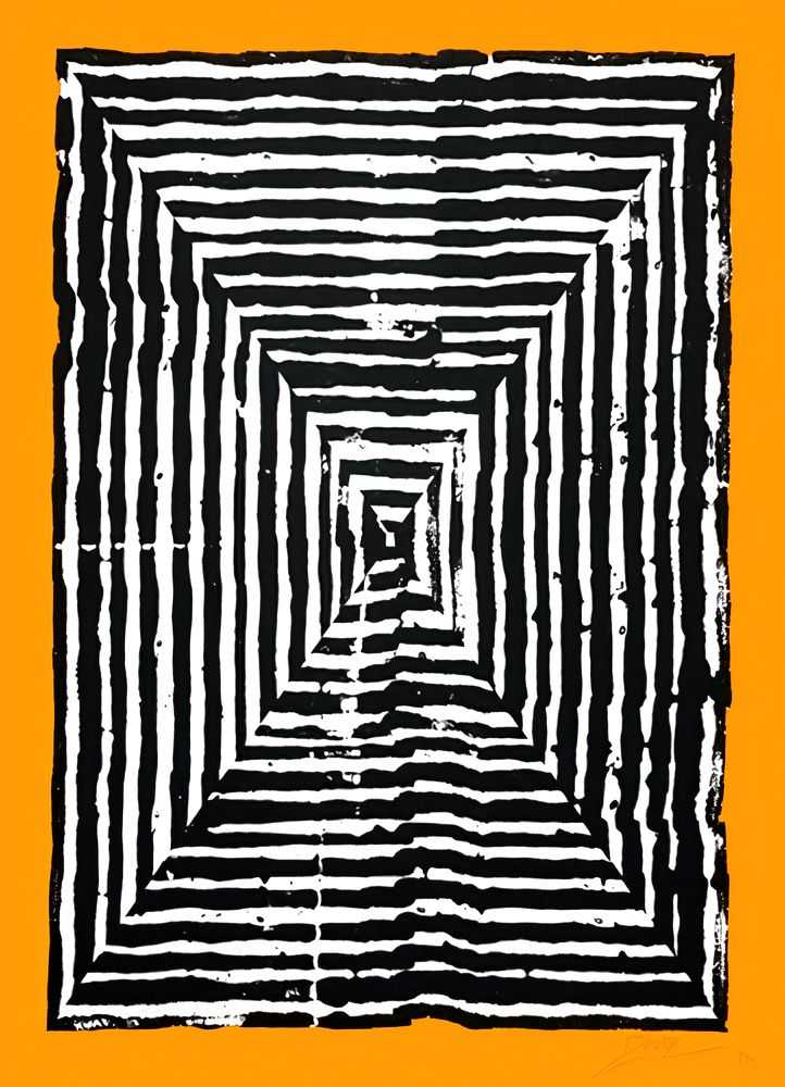 Revok, ‘Kundalini Loop 2 (Arancio)’, 14-01-2018, Print, 2 colour screenprint on 100% cotton paper fluo background, Studiocromie, Numbered